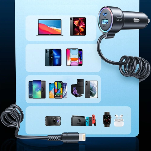 Kup Joyroom Autoladegerät JR-CL08 3in1 1,6m 50W + Lightning-Kabel - JYR749 - {ean13} - Sklep Home Screen