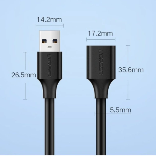 Buy UGREEN US129 Cable Extension USB-A 3.0/USB-A 3.0 2m black - UGR1647 - {ean13} - Home Screen Store Europe