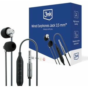 Fülhallgató 3MK Wired Earphones mini jack 3,5mm fekete/black