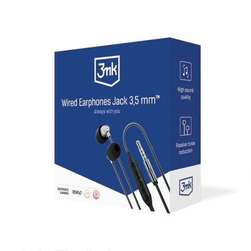 Kup Słuchawki 3MK Wired Earphones mini jack 3,5mm czarny/black - 3MK5007 - {ean13} - Sklep Home Screen