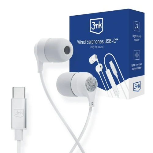 Kup Sluchátka 3MK Drátová sluchátka USB-C bílá/white - 3MK5008 - {ean13} - Sklep Home Screen