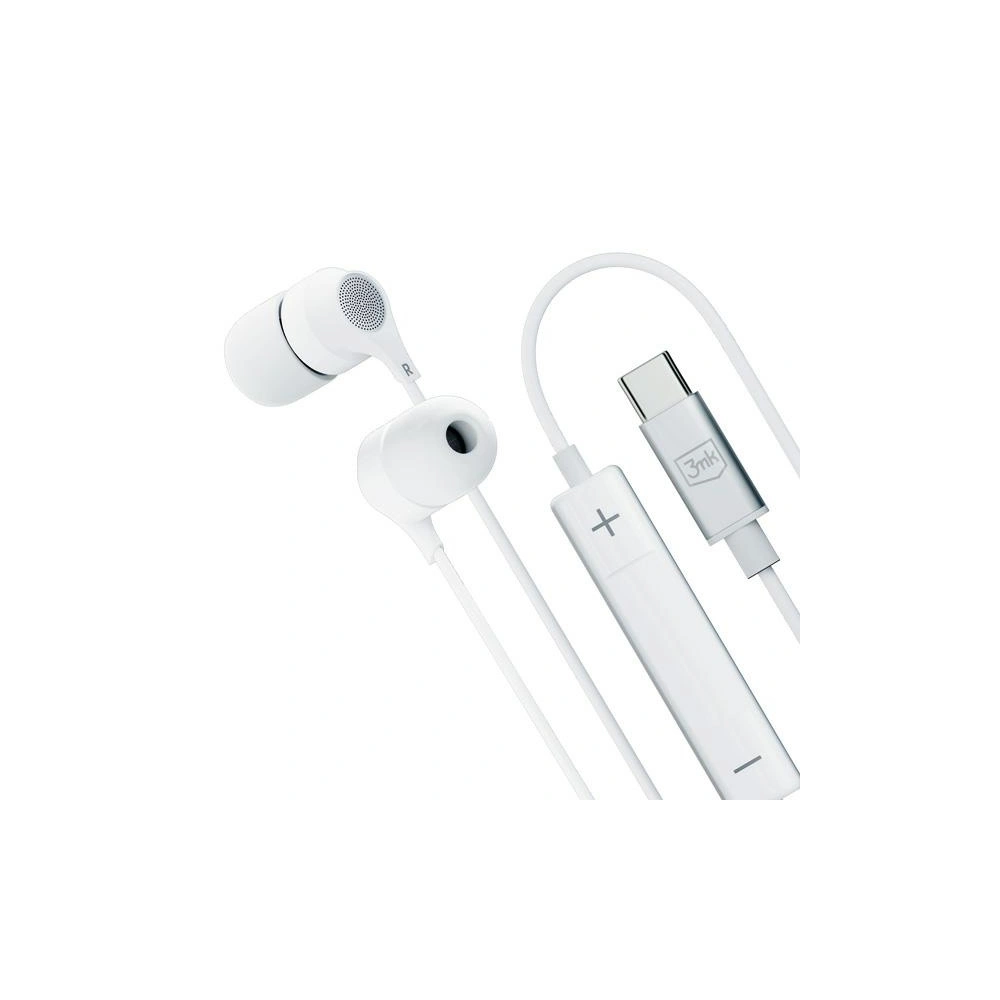 Słuchawki 3MK Wired Earphones USB-C biały/white
