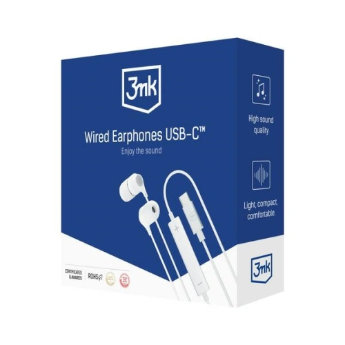 Kup Sluchátka 3MK Drátová sluchátka USB-C bílá/white - 3MK5008 - {ean13} - Sklep Home Screen
