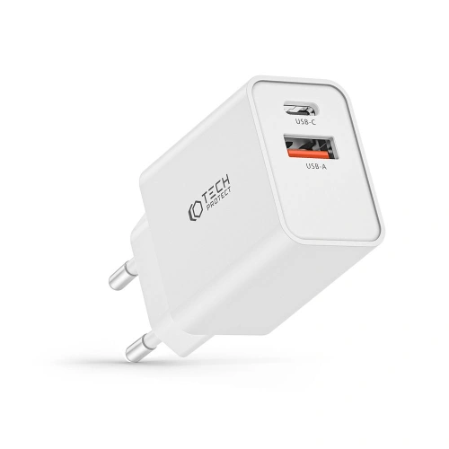 Kup Síťová nabíječka Tech-Protect NC30W 2-portová síťová nabíječka PD 30W QC 3.0 bílá - THP2088 - {ean13} - Sklep Home Screen