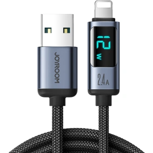Kabel Joyroom S-AL012A16 Lightning/USB-A 2.4A 1.2m LED display czarny