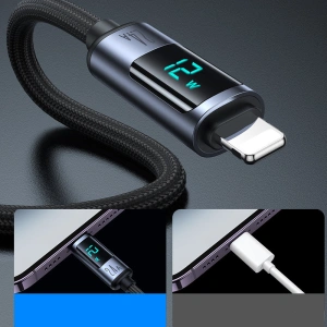 Kabel Joyroom S-AL012A16 Lightning/USB-A 2.4A 1.2m LED displej černý