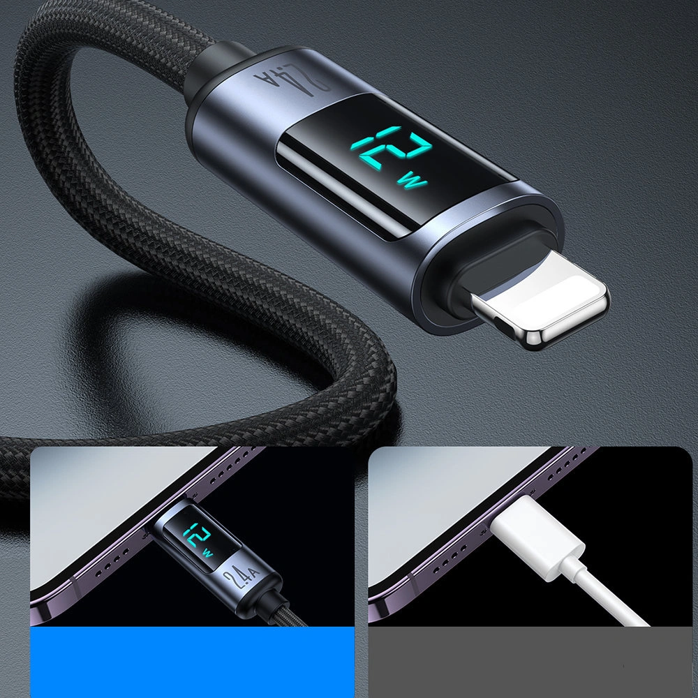 Kabel Joyroom S-AL012A16 Lightning/USB-A 2.4A 1.2m LED display czarny