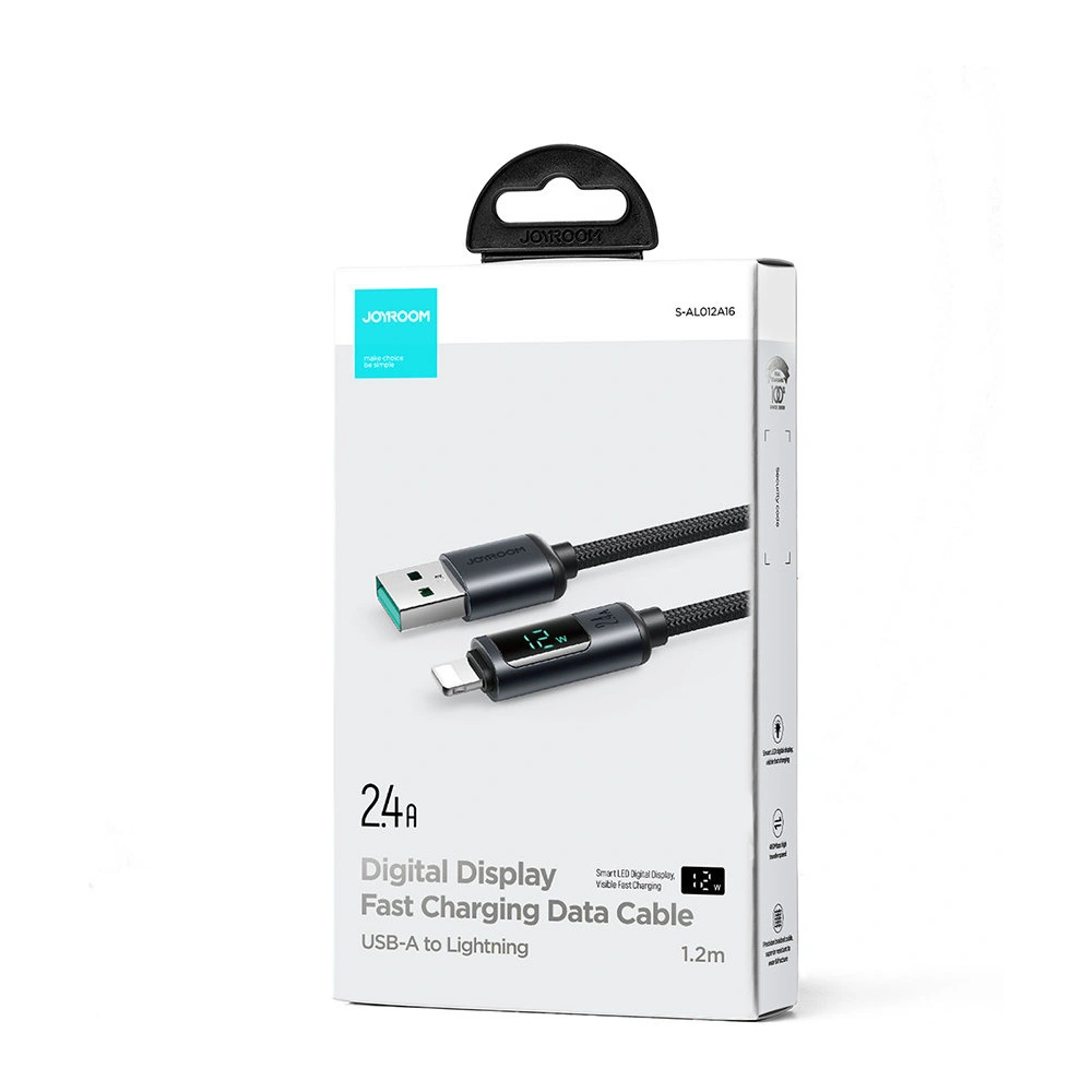 Kabel Joyroom S-AL012A16 Lightning/USB-A 2.4A 1.2m LED display czarny