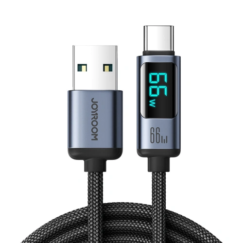 Kup Kabel Joyroom S-AC066A16 USB-C/USB-A 66W 1.2m LED display czarny - JYR752 - {ean13} - Sklep Home Screen
