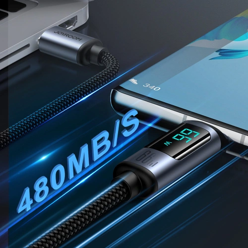 Kup Kabel Joyroom S-AC066A16 USB-C/USB-A 66W 1.2m LED displej černý - JYR752 - {ean13} - Sklep Home Screen