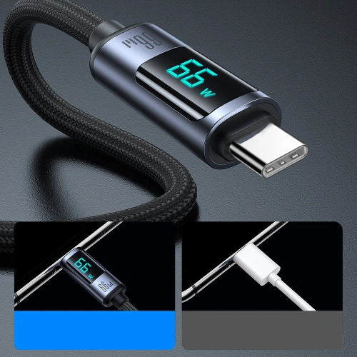 Kup Kabel Joyroom S-AC066A16 USB-C/USB-A 66W 1.2m LED display czarny - JYR752 - {ean13} - Sklep Home Screen