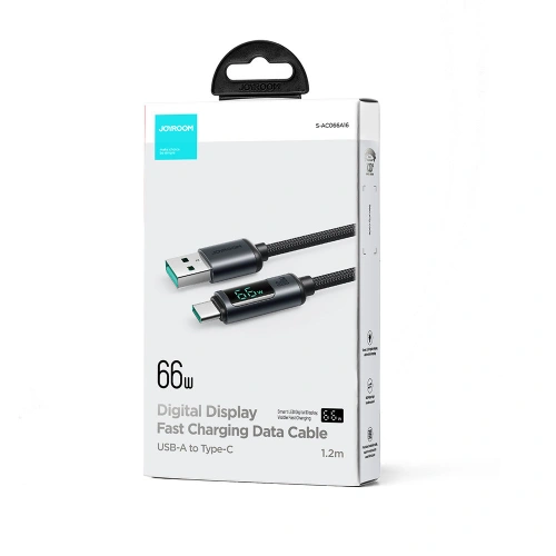 Kup Kabel Joyroom S-AC066A16 USB-C/USB-A 66W 1.2m LED displej černý - JYR752 - {ean13} - Sklep Home Screen