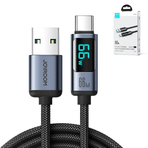 Kup Kabel Joyroom S-AC066A16 USB-C/USB-A 66W 1.2m LED display czarny - JYR752 - {ean13} - Sklep Home Screen