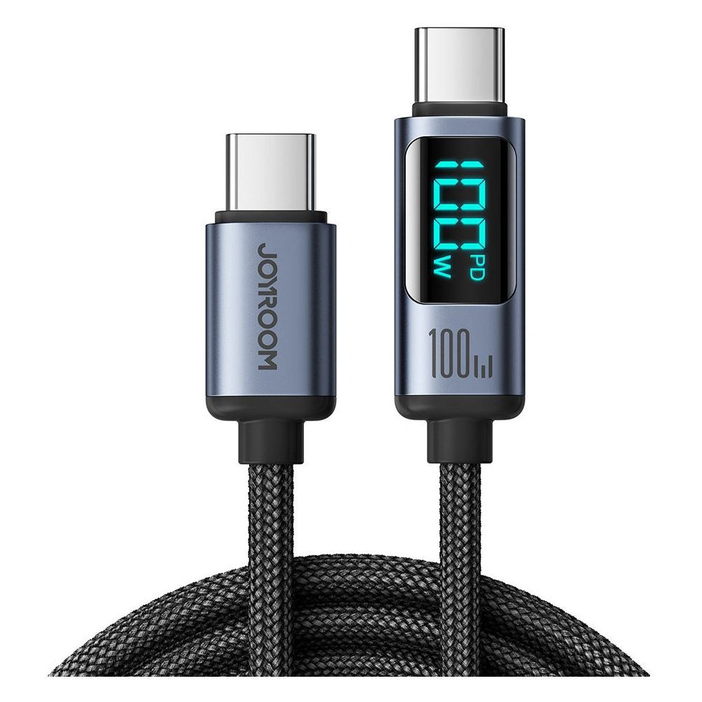 Kabel Joyroom S-CC100A16 USB-C/USB-C 100W 1.2m LED display czarny