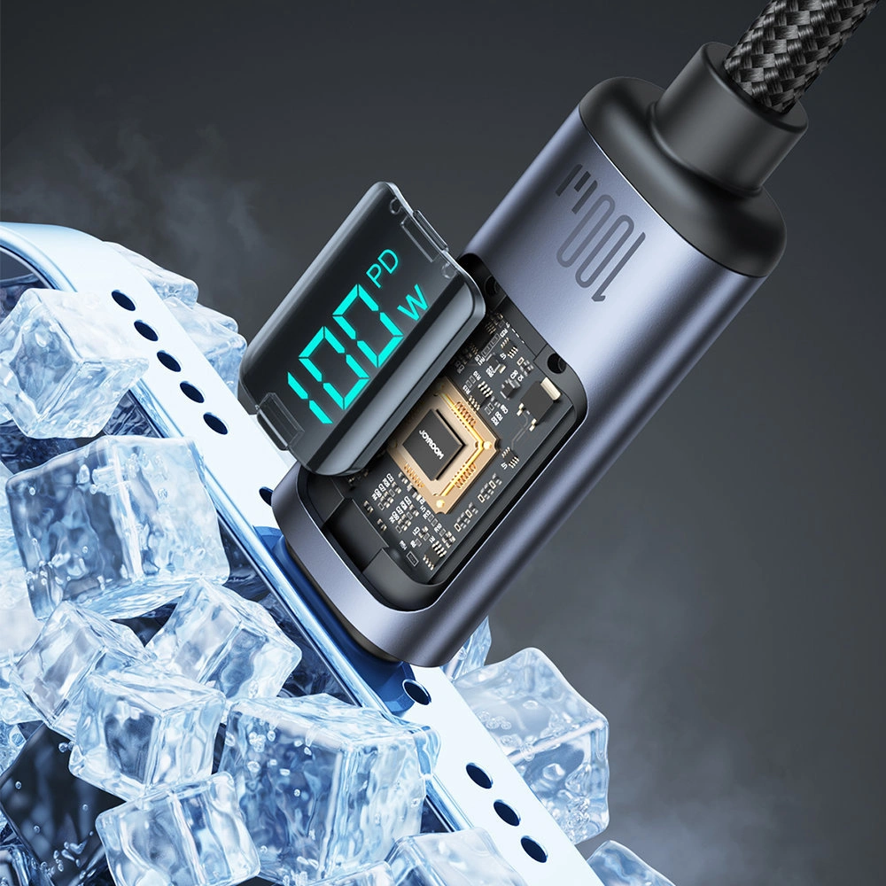 Kabel Joyroom S-CC100A16 USB-C/USB-C 100W 1.2m LED display czarny