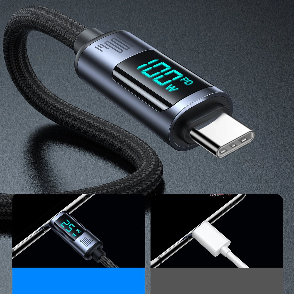 Kabel Joyroom S-CC100A16 USB-C/USB-C 100W 1.2m LED display czarny