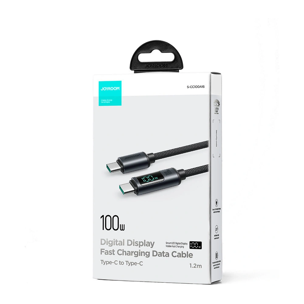 Kabel Joyroom S-CC100A16 USB-C/USB-C 100W 1.2m LED display czarny