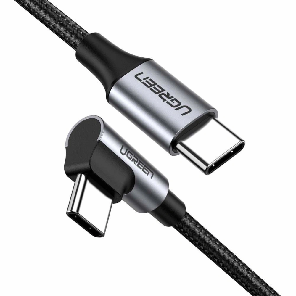 Kabel kątowy UGREEN US255 USB-C/USB-C 3A, 60W, 0.5m (czarny)