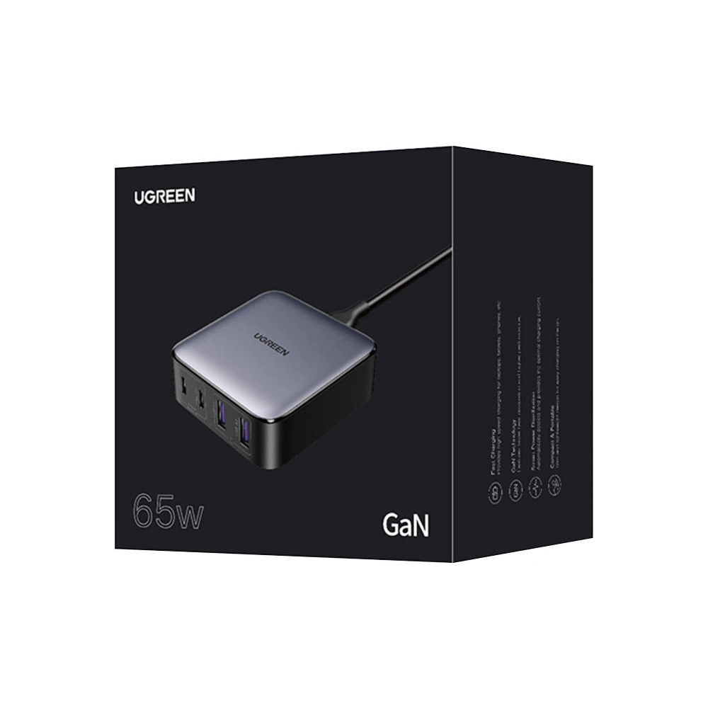 Ładowarka sieciowa UGREEN CD327 Nexode, 2x USB-C, 2x USB-A, GaN, 65W (szary)