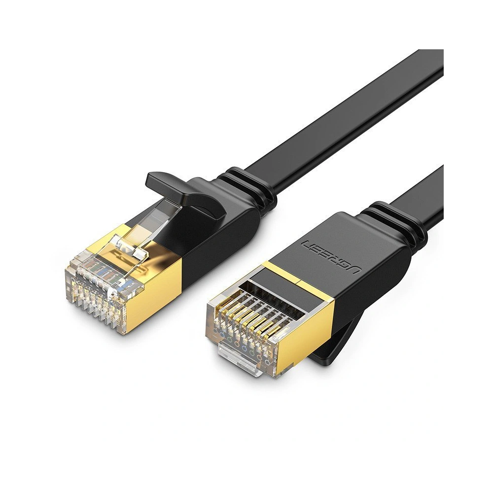 Kabel sieciowy UGREEN NW106 Ethernet RJ45, Cat.7, STP, 2m płaski (czarny)