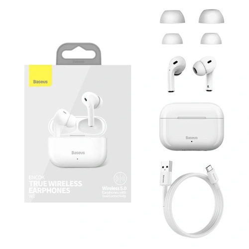 Kup Sluchátka TWS Baseus Encok W3 Bluetooth 5.0 (bílé) - BSU4390 - {ean13} - Sklep Home Screen