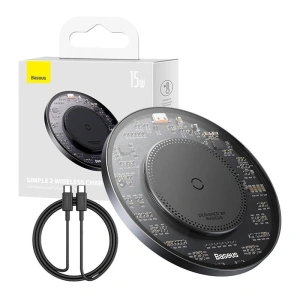 Kup Ładowarka bezprzewodowa Baseus Simple 2 15W + kabel USB-C/USB-C (czarna) - BSU4391 - {ean13} - Sklep Home Screen