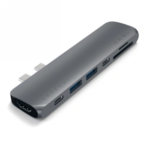 Buy Satechi Pro Hub Adapter Dual USB-C to MacBook (2x USB-C, 2x USB-A, 4K HDMI, micro/SD card reader) (space gray) - STH65 - {ean13} - Home Screen Store Europe