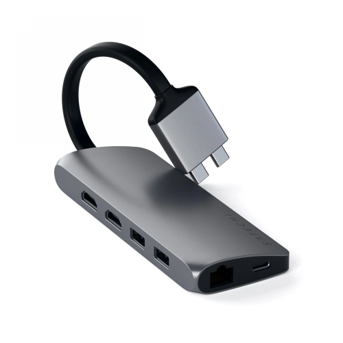 Kup Satechi Adapter HUB USB-C Dual Multimedia Adapter für MacBook mit USB-C PD 60W, 2x USB-A, 2x HDMI 4K - STH69 - {ean13} - Sklep Home Screen