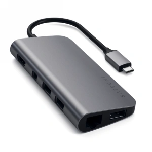 Buy Satechi USB-C Multimedia Adapter USB-C PD, 3x USB-A, HDMI 4K, micro/SD card reader - STH70 - {ean13} - Home Screen Store Europe