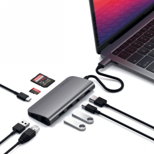 Buy Satechi USB-C Multimedia Adapter USB-C PD, 3x USB-A, HDMI 4K, micro/SD card reader - STH70 - {ean13} - Home Screen Store Europe