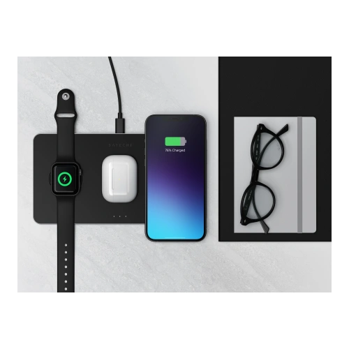 Kup SatechiApple Magnetisches drahtloses Ladegerät Trio Wireless Charging Pad (Watch 2,5 W, AirPods 5 W, iPhone 7,5 W) - STH71 - {ean13} - Sklep Home Screen