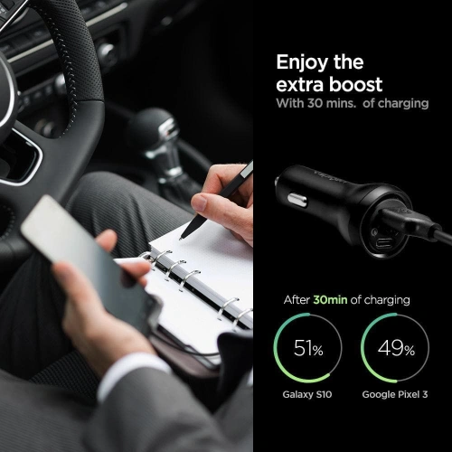 Kup Spigen Autoladegerät SteadiBoost F31QC 2-Port Autoladegerät PD 27W QC 3.0 Schwarz - SPN2893 - {ean13} - Sklep Home Screen