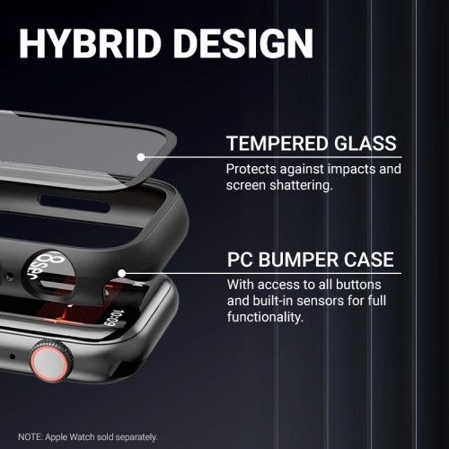 Buy Case + glass Crong Hybrid Watch Case Apple Watch 4/5/6/7/8/9/SE 44/45mm (Clear) - CRG621 - {ean13} - Home Screen Store Europe