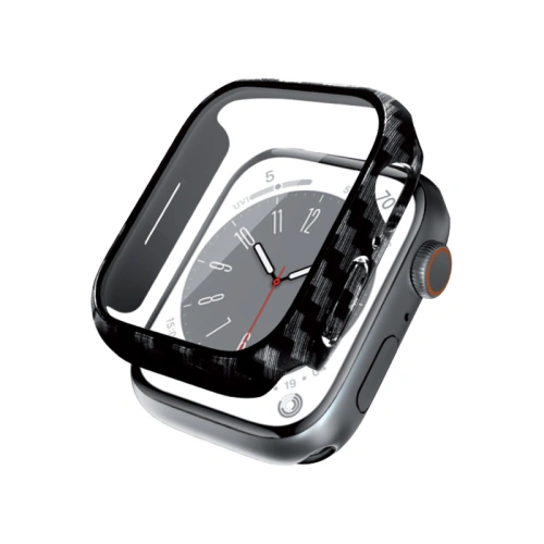 Kup Etui + sticlă Crong Carcasă hibrid pentru ceas Apple Watch 4/5/6/7/8/9/SE 44/45mm (Carbon) - CRG622 - {ean13} - Sklep Home Screen