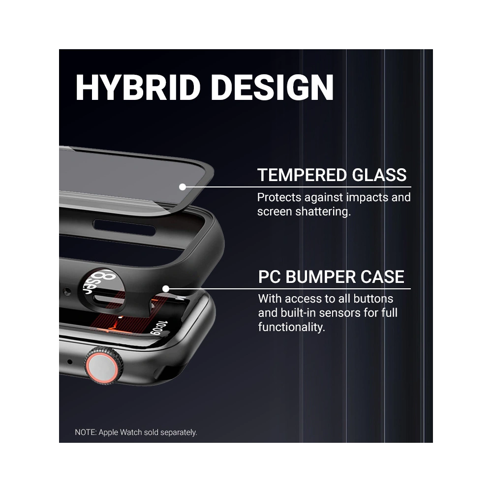 Etui + szkło Crong Hybrid Watch Case Apple Watch 4/5/6/7/8/9/SE 44/45mm (Carbon)