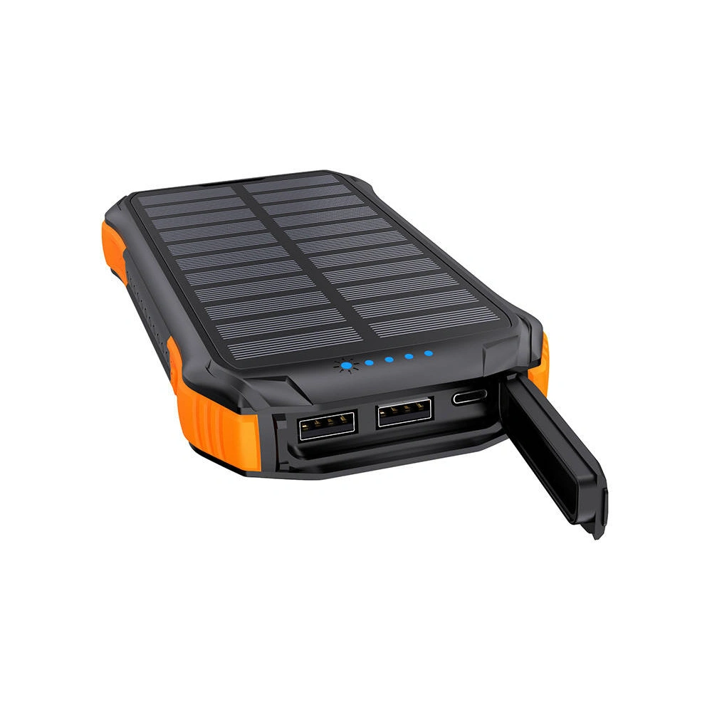 Powerbank solarny Choetech B658 2xUSB-A 10000mAh Qi 5W (czarno-pomarańczowy)