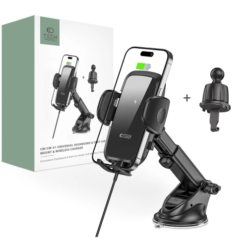 Kup Tech-Protect Autohalterung mit kabellosem Ladegerät CM15W-V1 Autohalterung mit kabellosem Ladegerät 15W Schwarz - THP2114 - {ean13} - Sklep Home Screen