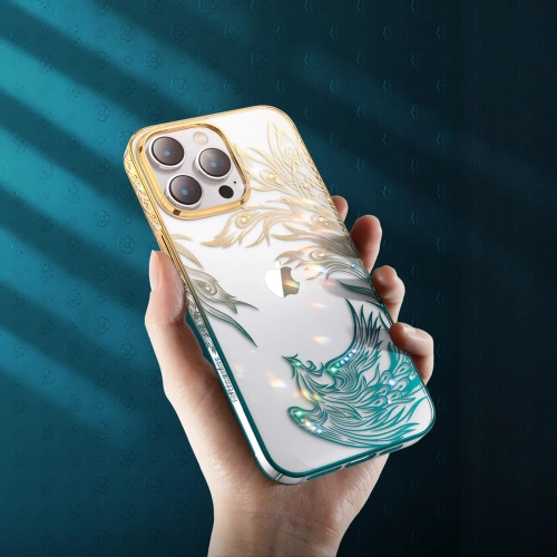 Kup Etui Kingxbar Phoenix Full Swarovski Apple iPhone 14 zlatobluvé - KGX668 - {ean13} - Sklep Home Screen