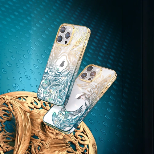 Kup Etui Kingxbar Phoenix Full Swarovski Apple iPhone 14 zlatobluvé - KGX668 - {ean13} - Sklep Home Screen