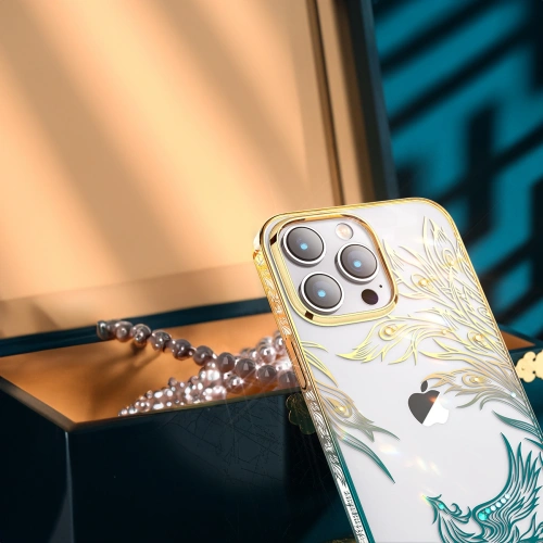 Kup Etui Kingxbar Phoenix Full Swarovski Apple iPhone 14 zlatobluvé - KGX668 - {ean13} - Sklep Home Screen
