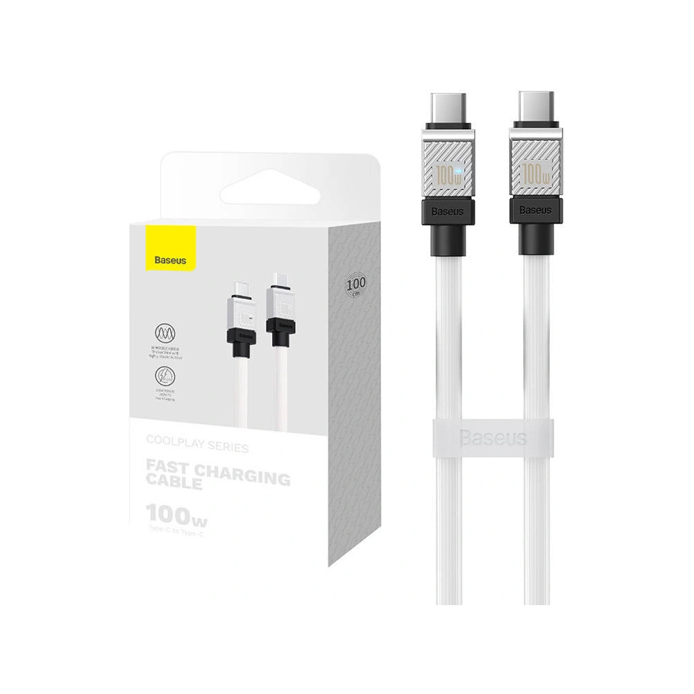 Kabel Baseus CoolPlay USB-C/USB-C 100W, 1m (biały)