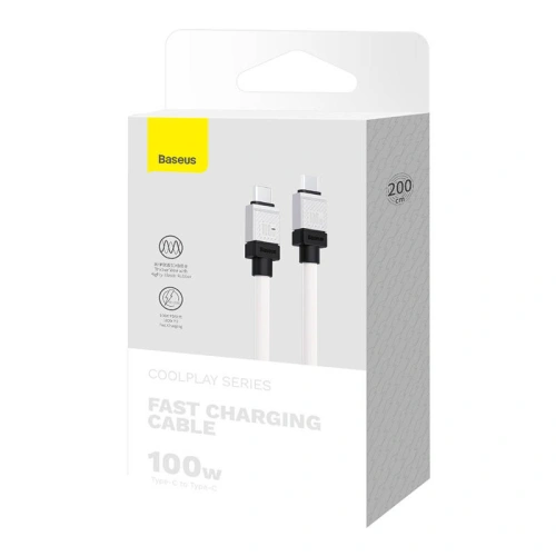 Kup Kabel Baseus CoolPlay USB-C/USB-C 100W 2m (biały) - BSU4396 - {ean13} - Sklep Home Screen