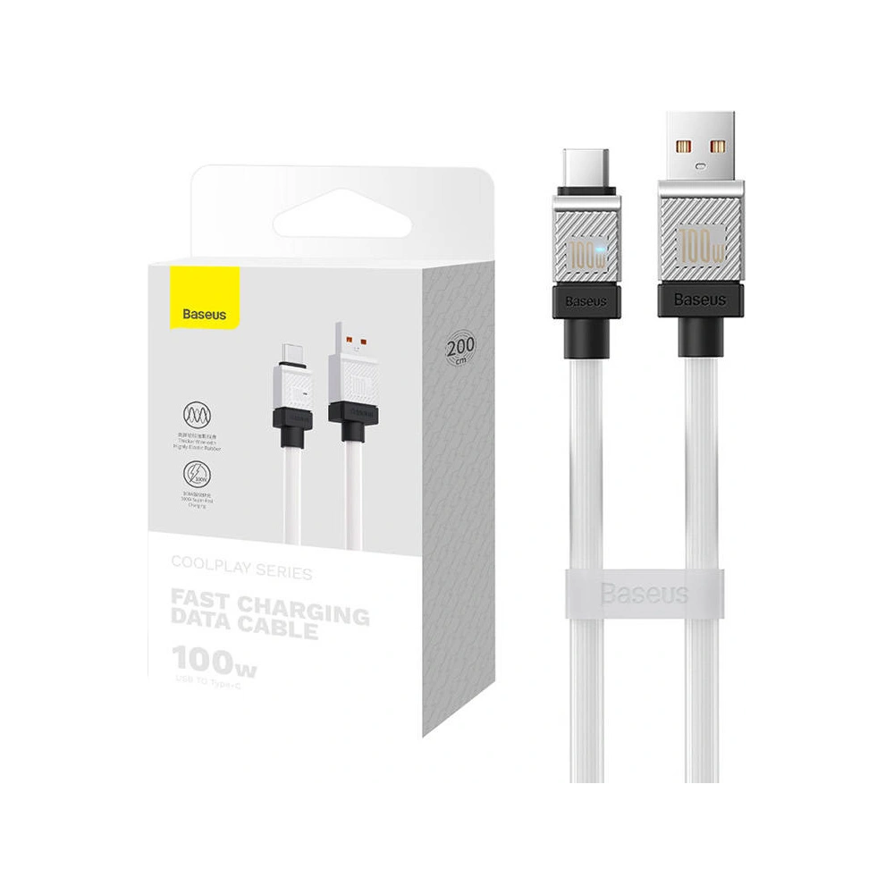 Kabel Baseus CoolPlay USB-A/USB-C 100W 2m (biały)
