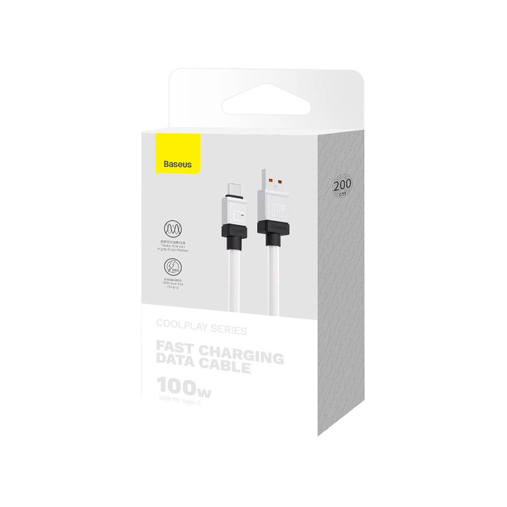 Kabel Baseus CoolPlay USB-A/USB-C 100W 2m (biały)