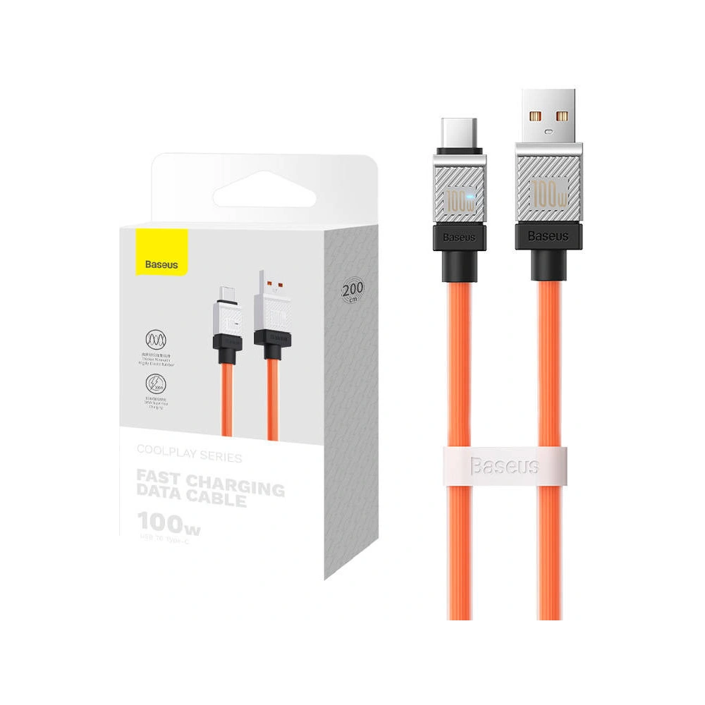 Kabel Baseus CoolPlay USB-A/USB-C 100W 2m (pomarańczowy)