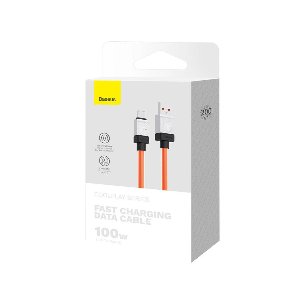 Kabel Baseus CoolPlay USB-A/USB-C 100W 2m (pomarańczowy)