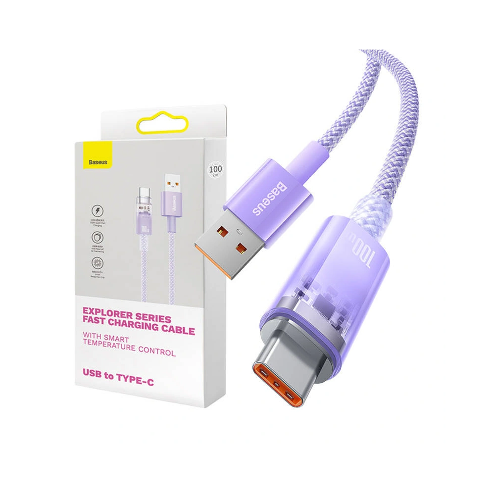 Kabel Baseus USB-A/USB-C 6A 1m (Fioletowy)