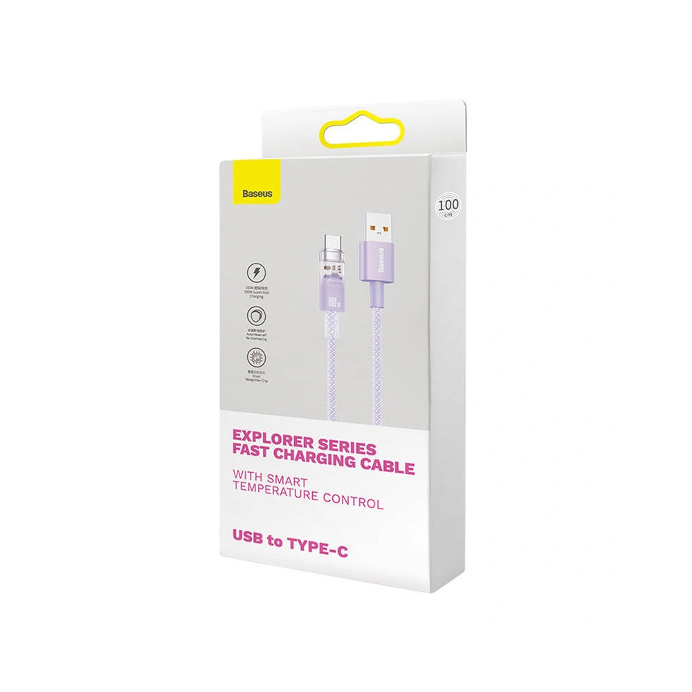 Kabel Baseus USB-A/USB-C 6A 1m (Fioletowy)
