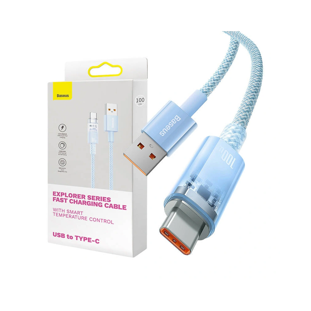 Kabel Baseus USB-A/USB-C 6A 1m (Niebieski)