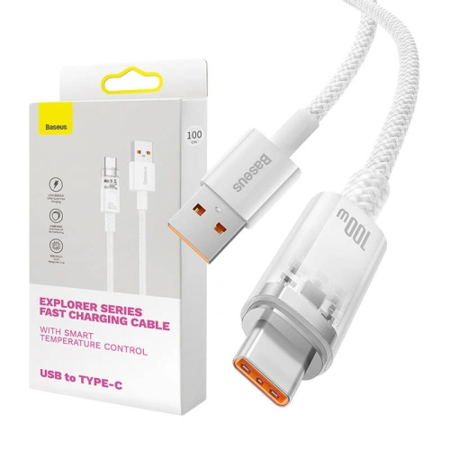 Kup Kabel Baseus USB-A/USB-C 6A 2m (Bílý) - BSU4419 - {ean13} - Sklep Home Screen